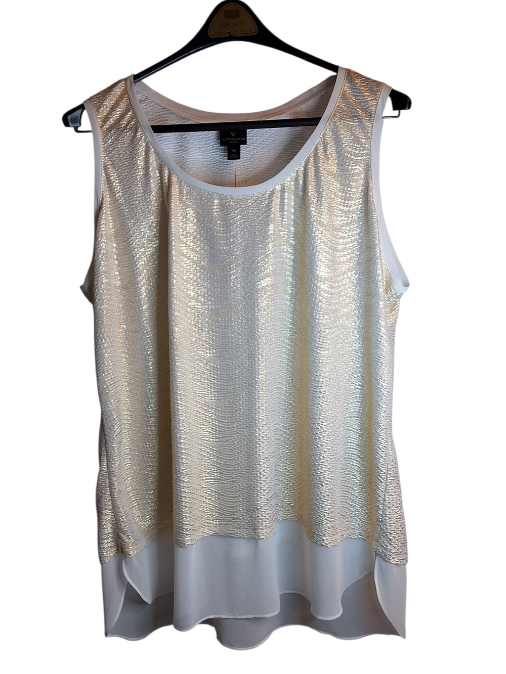 Worthington Metallic Gold Layered Tank Top